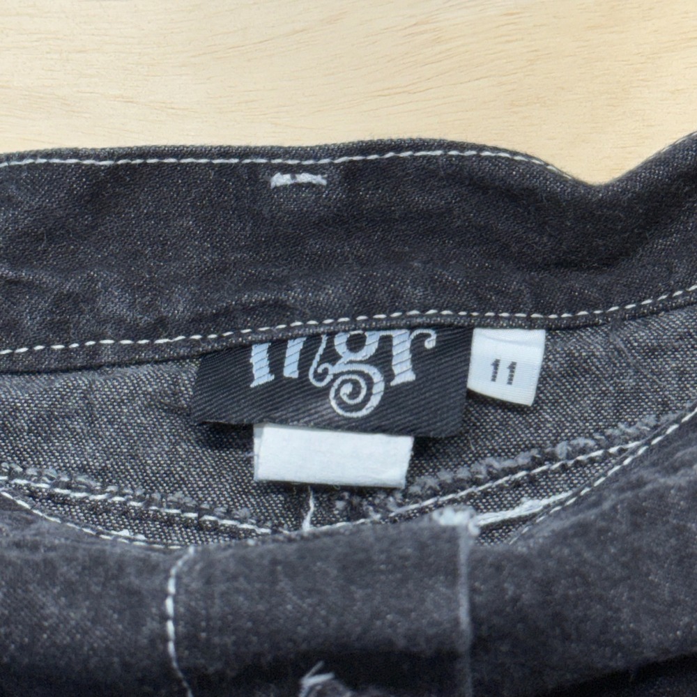 Y2K MGR Button-Front Denim Mini Skirt Black Vintage USA‎ Made A-Line Size 11 - Picture 7 of 10